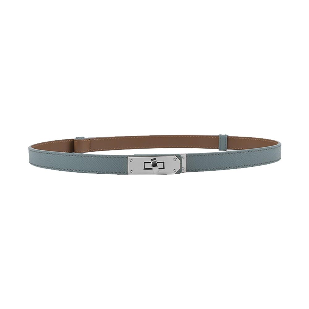 5616 Women's Skinny Leather Belt With Adjustable Silver Turn-lock Buckle